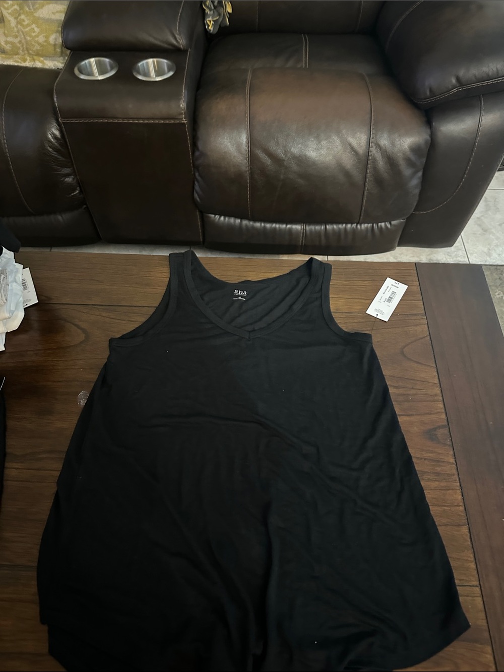 a.n.a Black V-Neck Tank Top